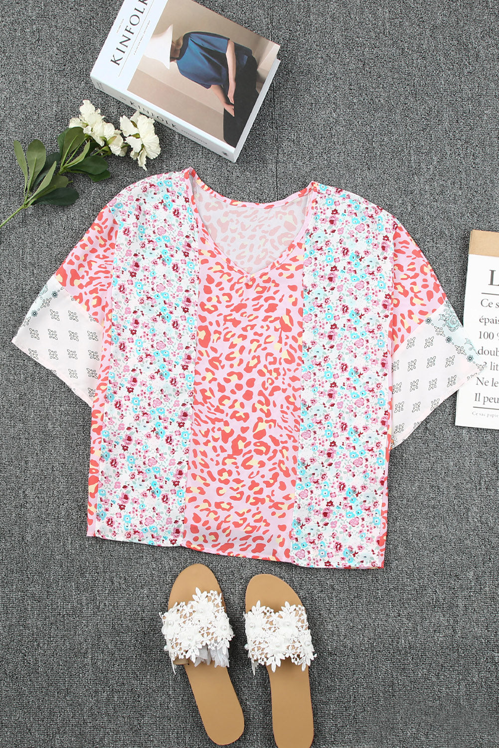 Animal Floral Mix Print Cape Top Multicolor | S-2XL