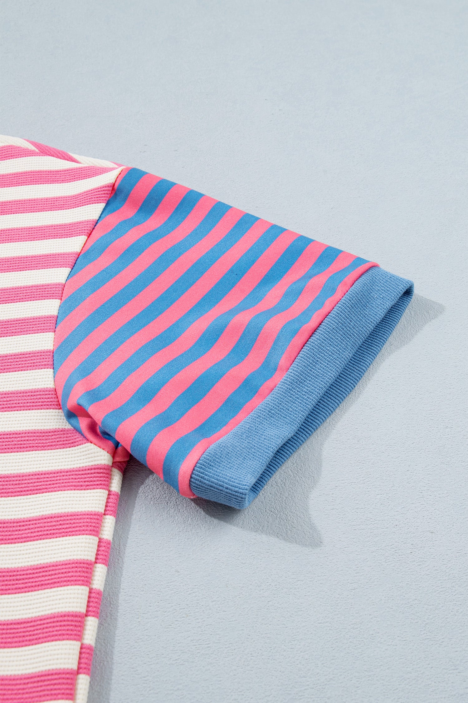 Women's Pink Stripe Patchwork Short Sleeve T-Shirt Shift Dress S-XL