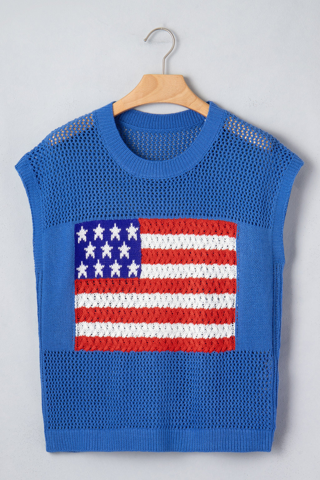 Women's Fiery Red Flag Graphic Short Sleeve Sweater Top at LivelyLooks