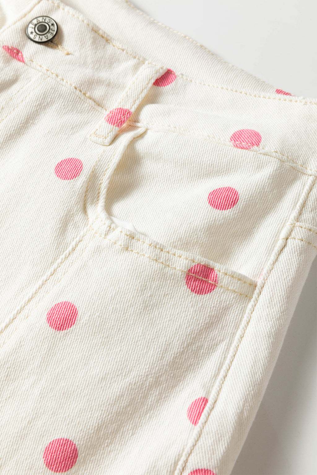 Polka Dot Ankle Length Regular Fit Casual Jeans | Blue & Pink