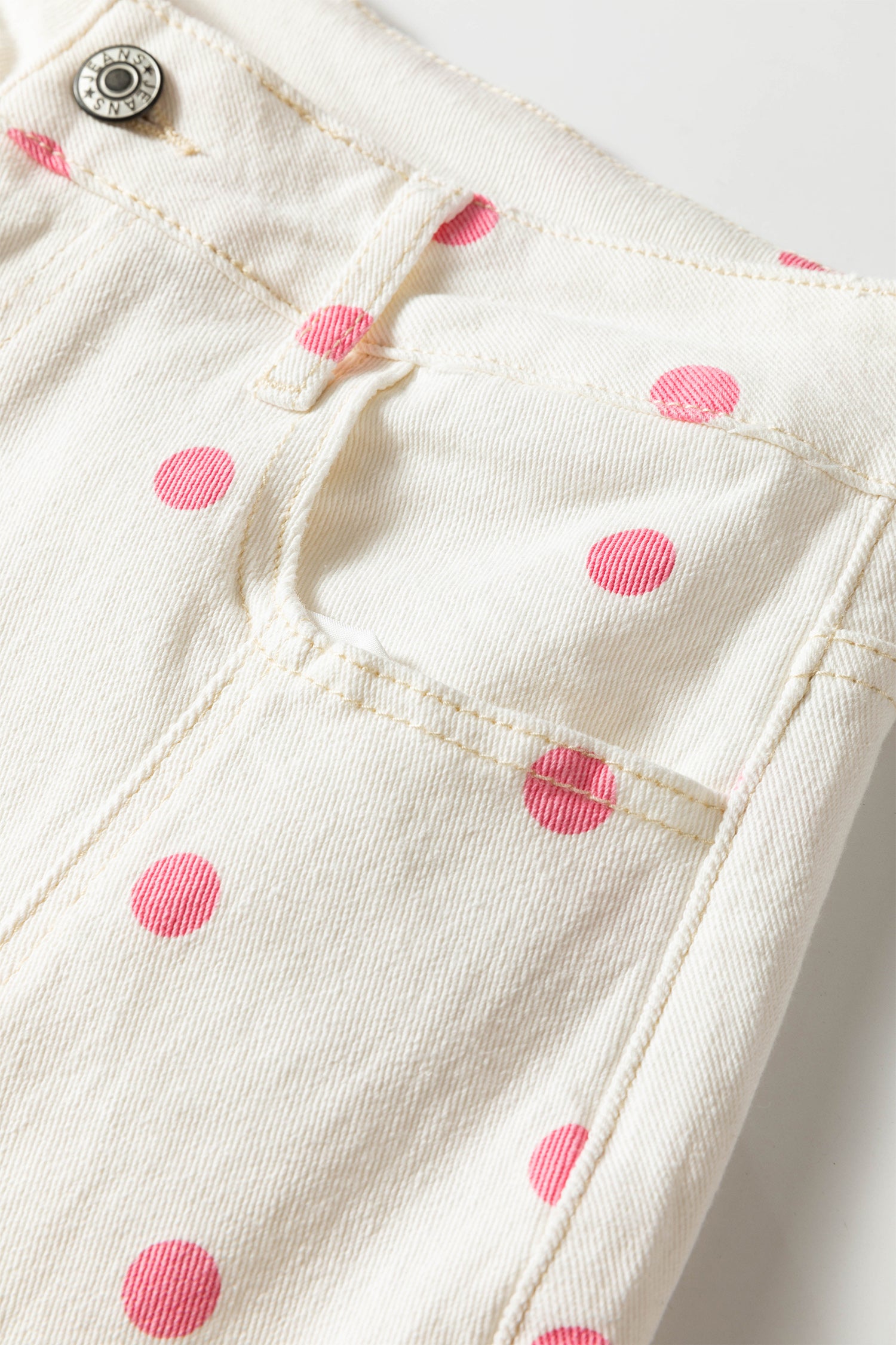 Polka Dot Ankle Length Regular Fit Casual Jeans | Blue & Pink