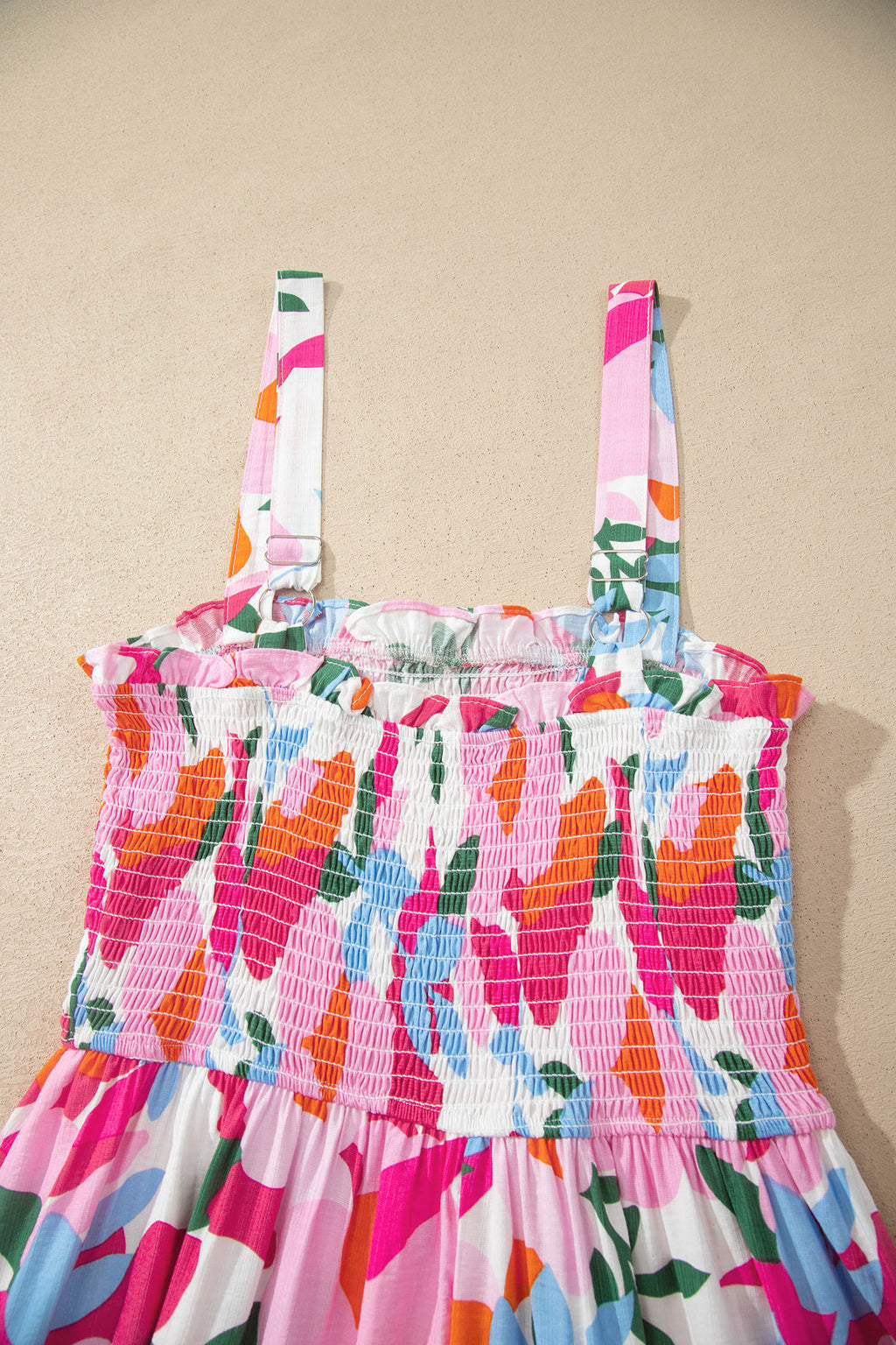 Pink Floral Smocked High Waist Midi Sundress | Sizes S-XL