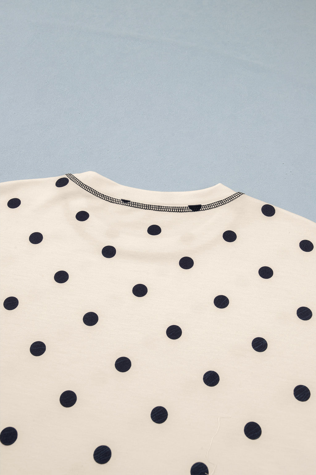 LivelyLooks White Polka Dot Exposed Seam Loose Tee & Drawstring Shorts Set S-XL women's fashion
