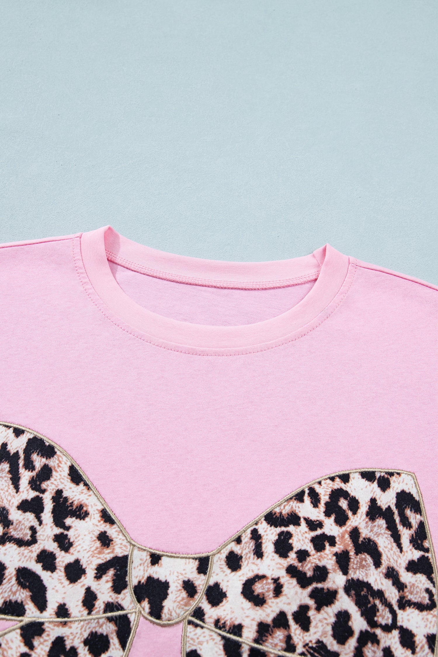 Women's Leopard Bow Embroidered Cotton Round Neck T-Shirt | White, Pink & Black | UK 8-22 at LivelyLooks