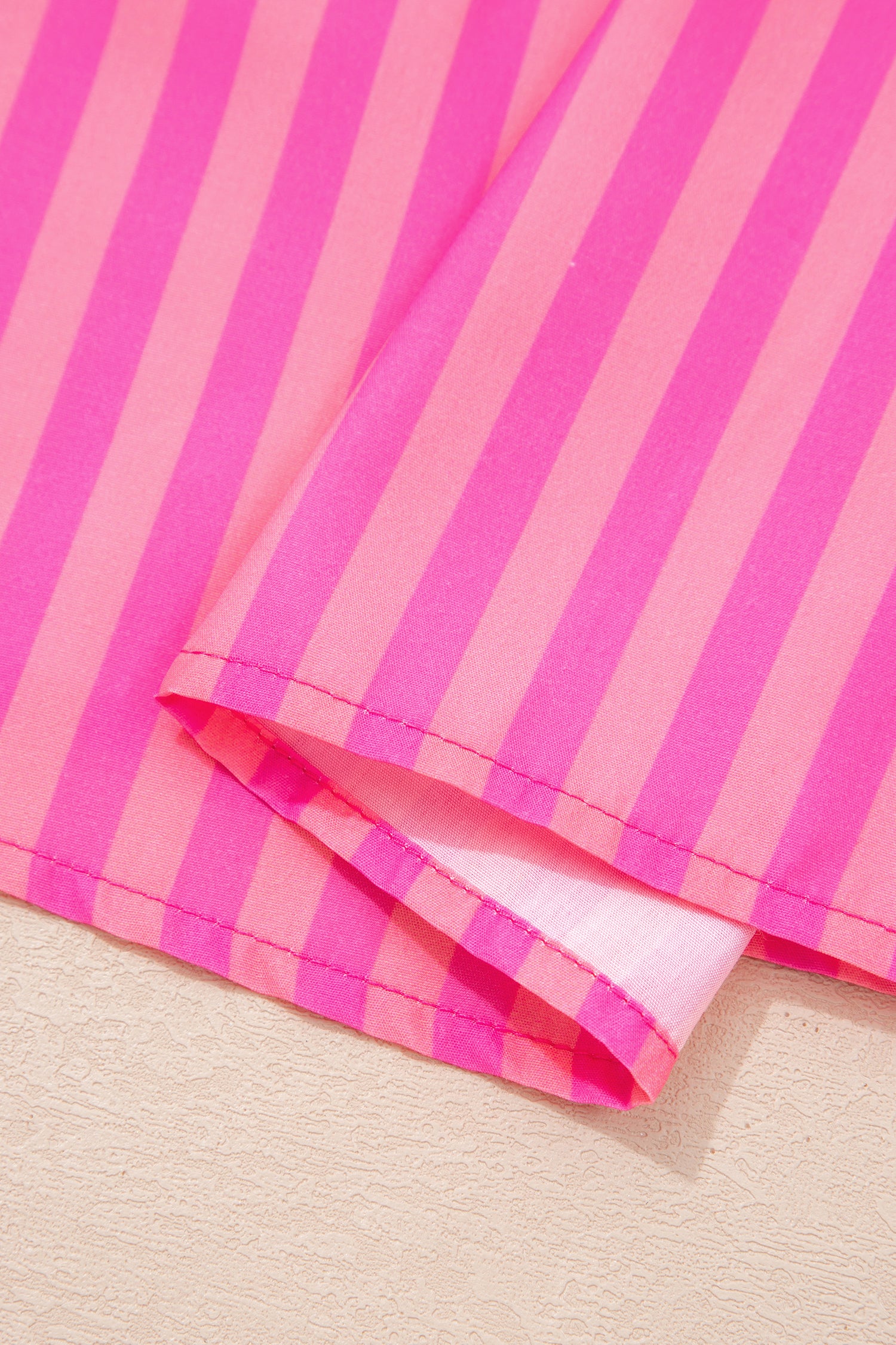 Women's Pink Striped Print Bow Detail Puff Sleeve Mini Dress S-XL at LivelyLooks