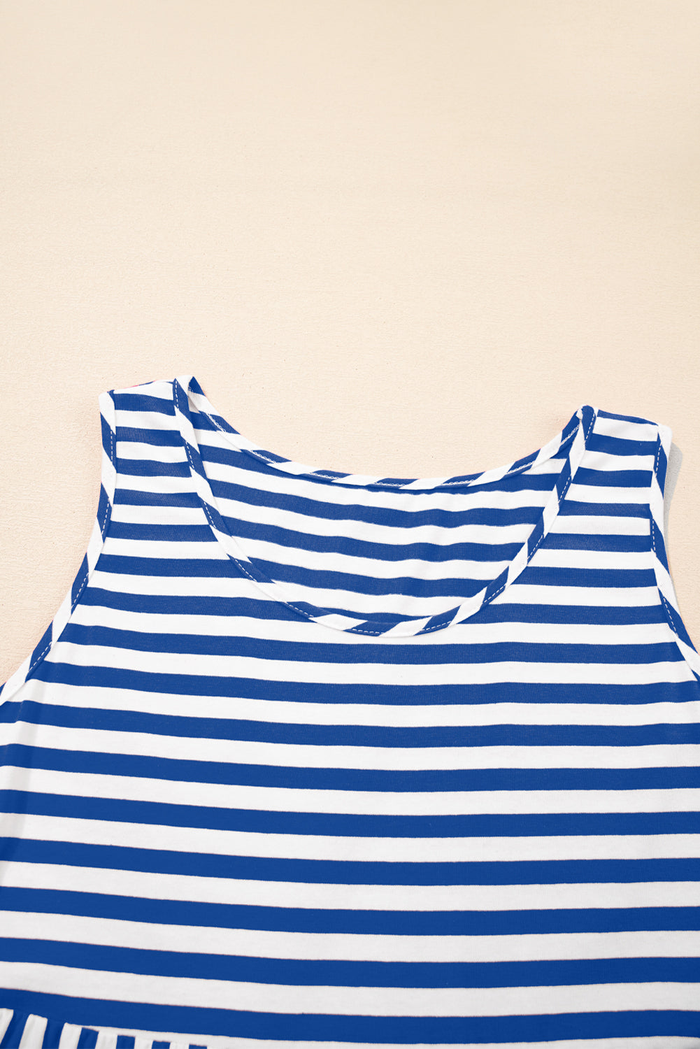 Women's Stripe U-Neck Sleeveless Loose Fit Mini Dress Pink Black Blue S-XL at LivelyLooks
