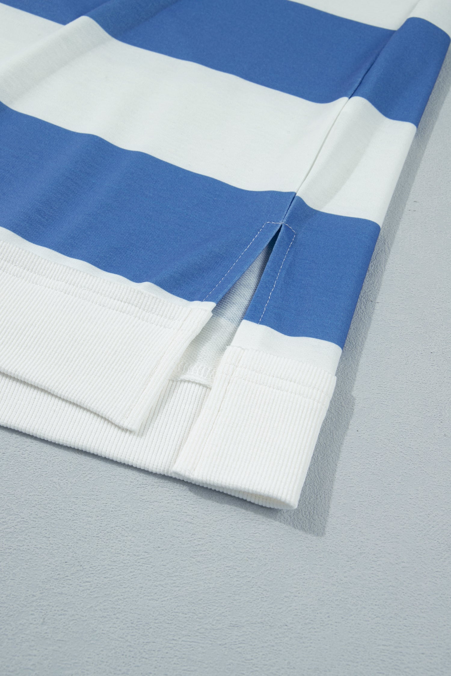 Women's Blue Stripe Raw Seam Shoulder Casual T-Shirt Mini Dress Short Sleeve S-XL at LivelyLooks