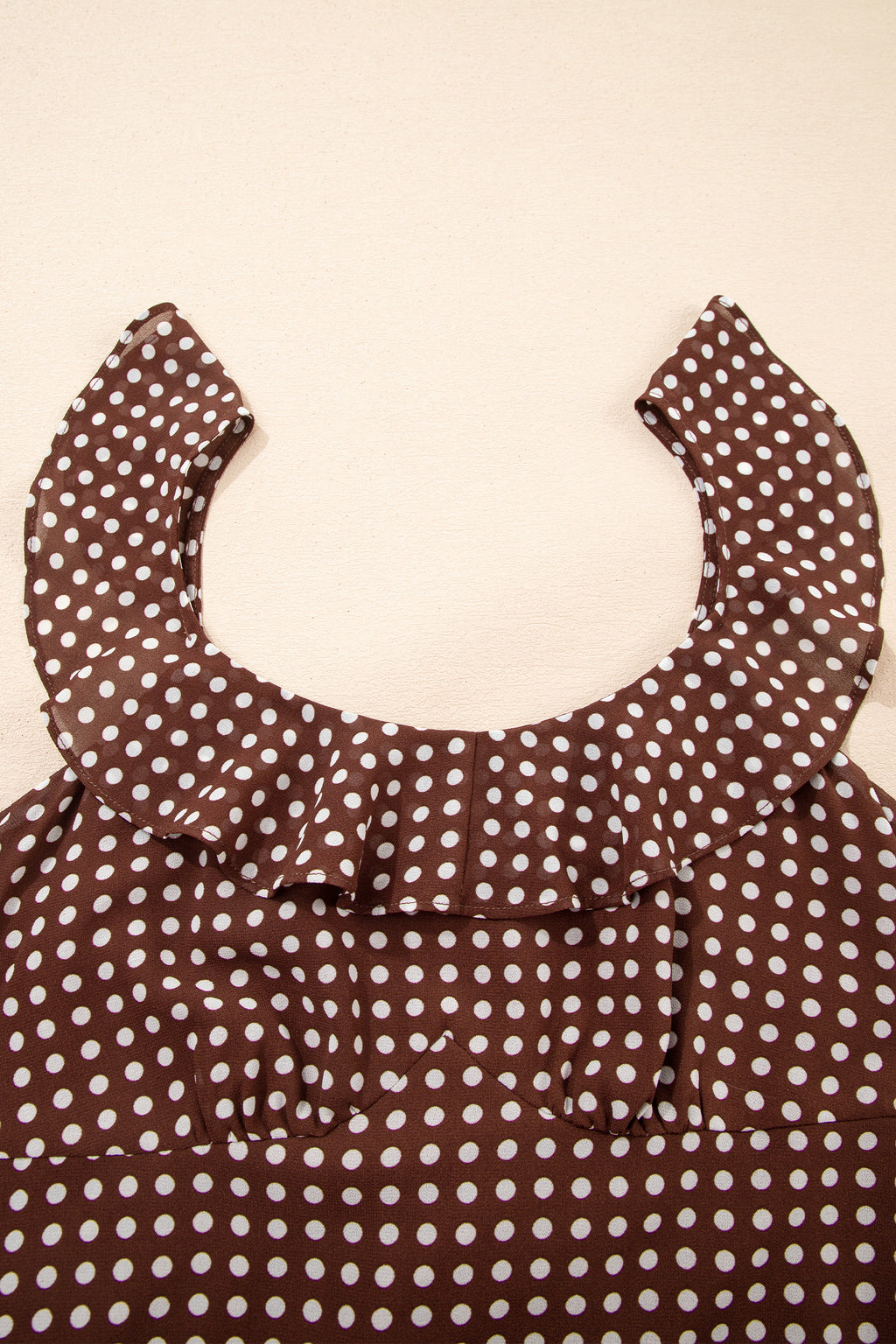 Women's Coffee Polka Dot Backless Ruffled Tiered Maxi Dress at LivelyLooks