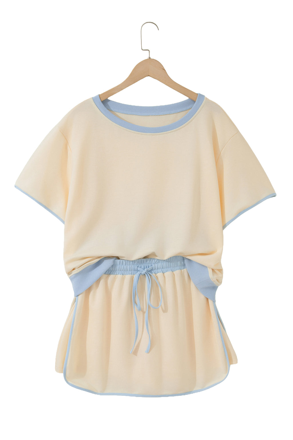 Colourblock Drop Shoulder T-Shirt & Skort 2-Piece Set Beige Black Green