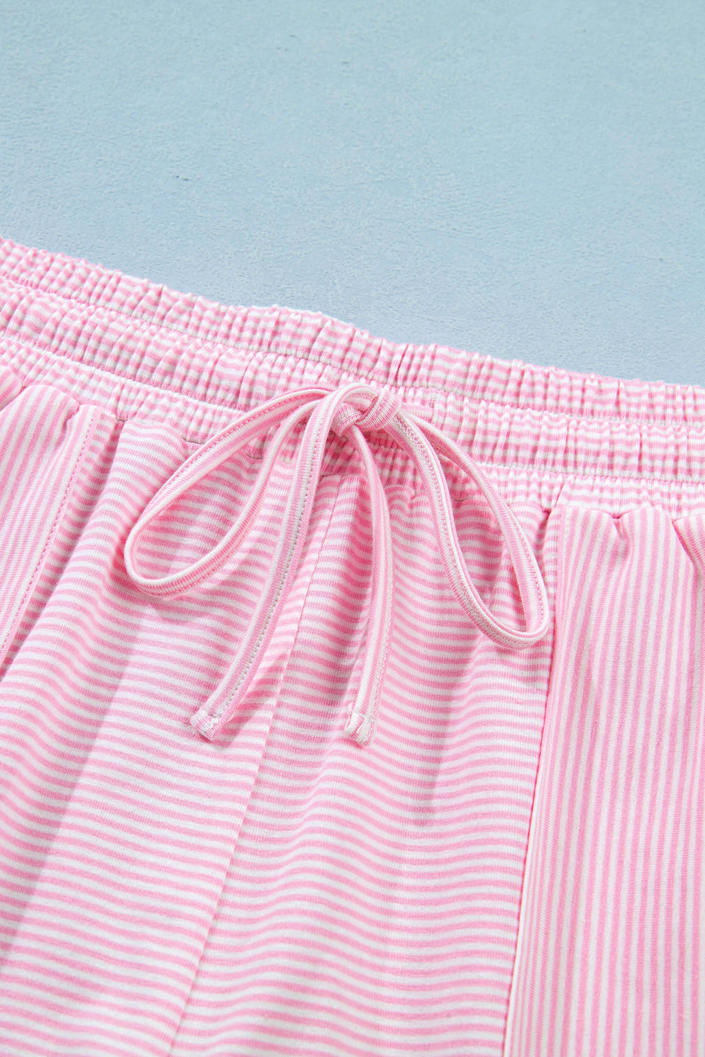 Pink Stripe Matching Oversized Tee & Drawstring Shorts Co-ord Set