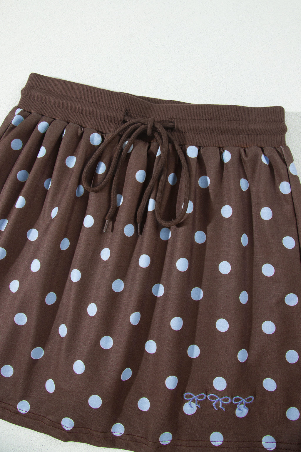 Brown Polka Dot Long Sleeve Pullover Bow Detail Skort Set | UK 8–22