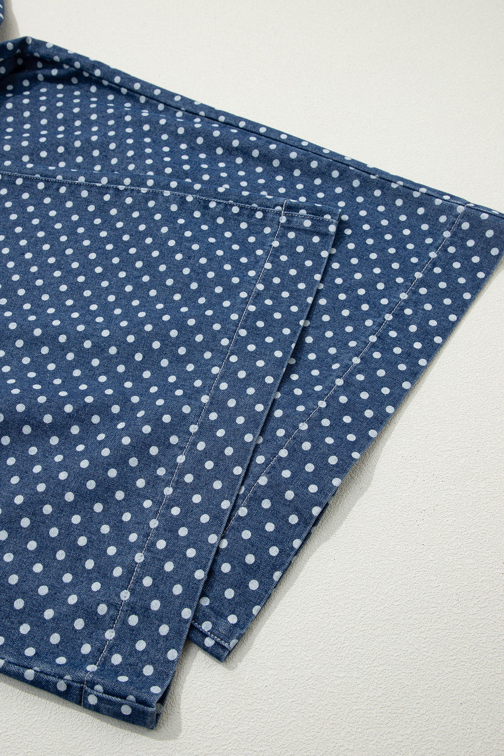 Shop Sky Blue Polka Dot Wide Leg Jeans High Waist Drawstring Button Detail at LivelyLooks