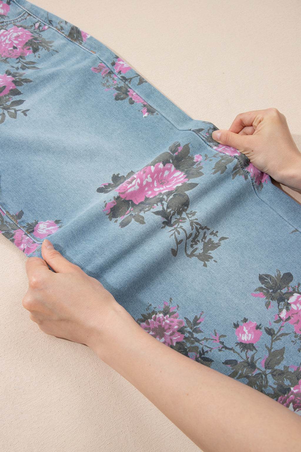Women's Blue Garden Floral Print Bootcut Jeans | UK Sizes 6-18 at LivelyLooks