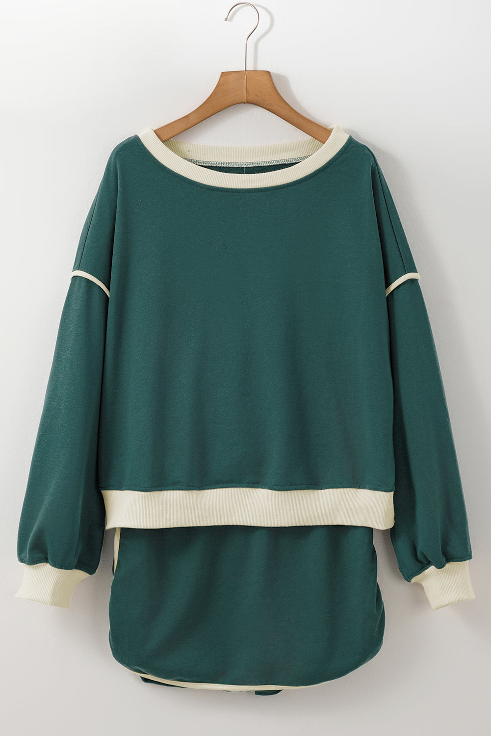 Shop Colour Contrast Loose Pullover & Lace-Up Waist Skort Set S-XL at LivelyLooks