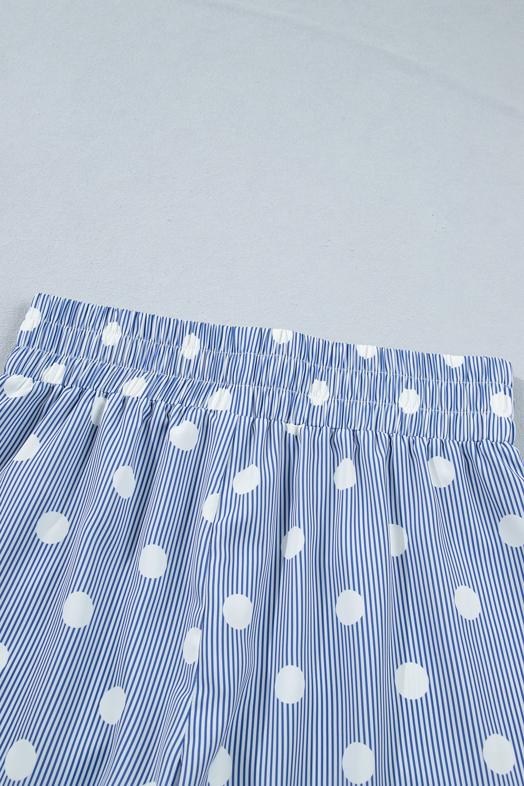 Polka Dot Shirred High Waist Casual Shorts | Apricot & Sky Blue